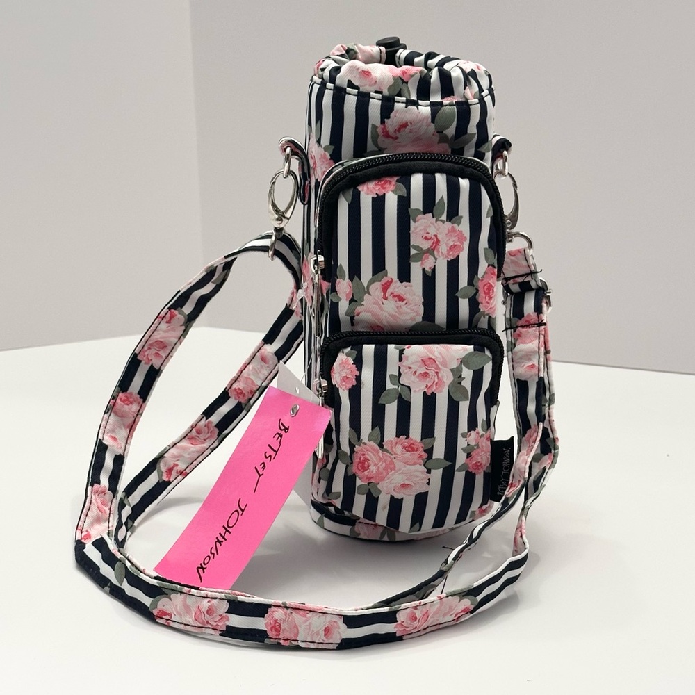 Betsey Johnson Floral Striped Water
Bottle Crossbody Bag